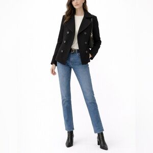 Black Wool Blend Short Coat M Timeless Tailored Winter capsule quiet luxury